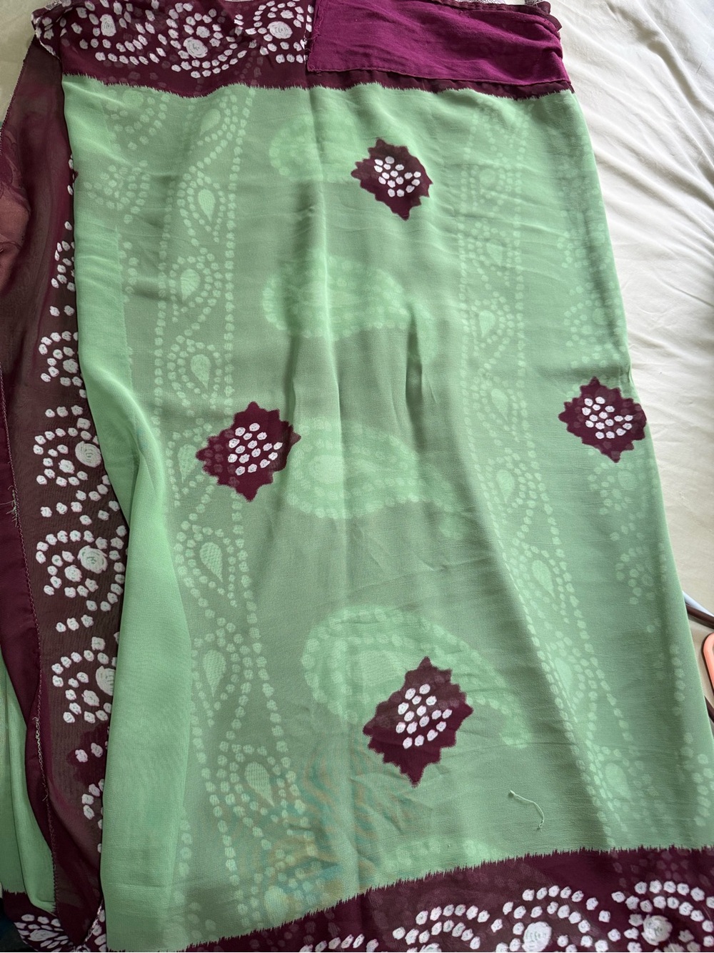 Light Green & Plum Floral Saree